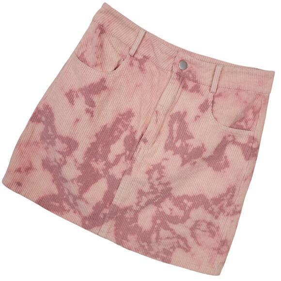Le Lis Collection Women's Mini Skirt Small Pink Corduroy Tie Dye Grunge Y2K 90's - Picture 1 of 7